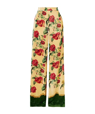 Valentino Floral Pattern Casual Pants In Brown