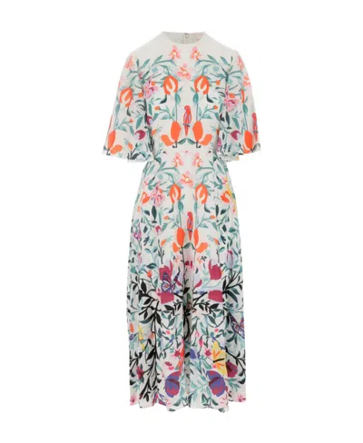 Valentino Floral Pattern Dress In White