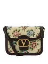 Valentino Borsa A Tracolla 9to5 In Tessuto Ricamato  Donna In Neutral