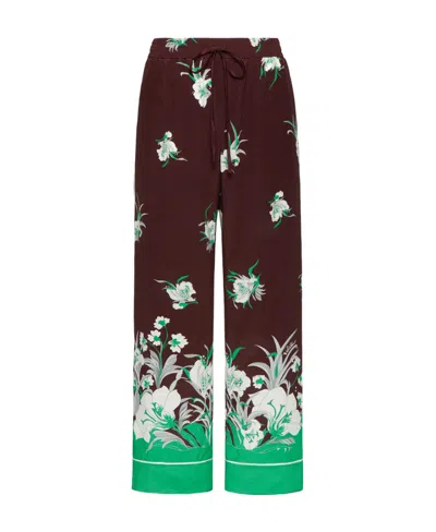 Valentino Floral Pattern Palazzo Trousers In Brown