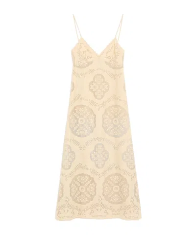 Valentino Floral Patterned Blanket Midi Dress In Neutral
