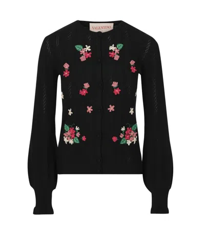 Valentino Floral Patterned Crewneck Cardigan In Multi