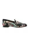 Valentino Floral-patterned Rope-trimmed Loafers In Black