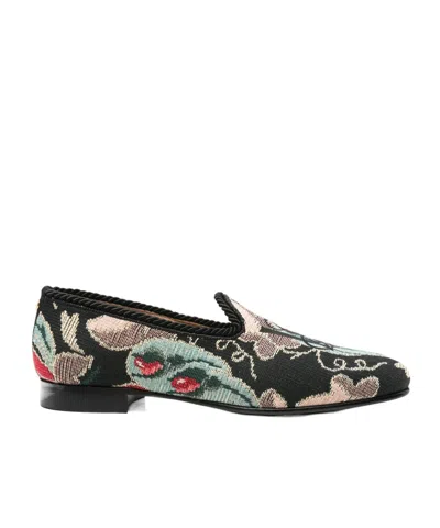 VALENTINO GARAVANI FLORAL-PATTERNED ROPE-TRIMMED LOAFERS