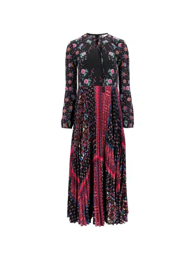 Valentino Floral Pleated Maxi Dress In Multi