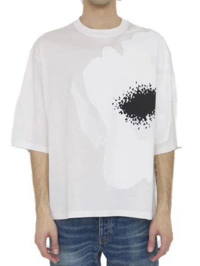 Valentino Floral Portrait T-shirt For Men In White