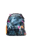 Valentino Floral-print Backpack In Blue