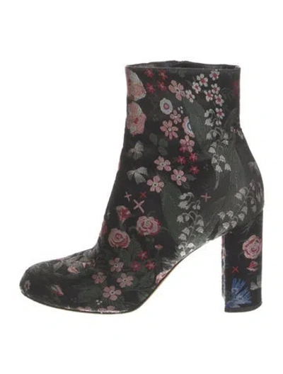 Pre-owned Valentino Garavani Floral Print Boots In Black