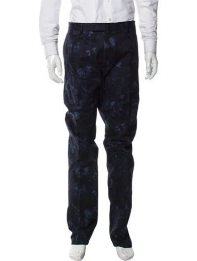 Pre-owned Valentino Floral Print Cargo Pants In Blue