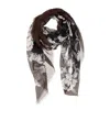 Valentino Floral-print Cashmere Scarf In Black