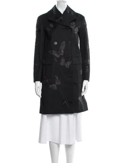 Pre-owned Valentino Floral Print Coat In Black