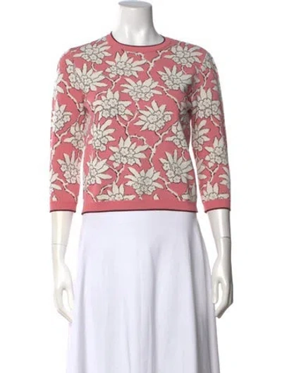 Pre-owned Valentino Floral Print Crew Neck Sweater In Black
