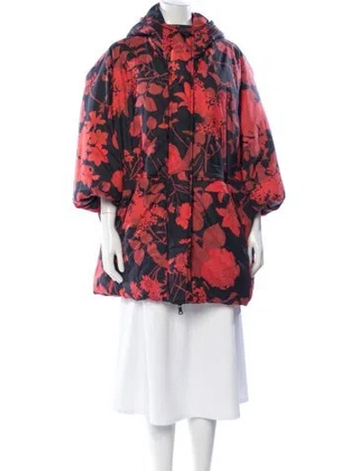 Pre-owned Valentino Floral Print Down Jacket In Black