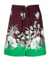Valentino Floral-print Drawstring Shorts In Red
