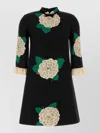 Valentino Apres Lhiver Macro Ortensia Mini Dress With Bow In Black