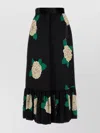 Valentino Womens Nero Avorio Verde Floral-print Silk-crepe Maxi Skirt In Black