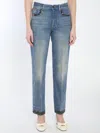 Valentino Straight-fit Denim Pants With Colorful Embellishments In Blue