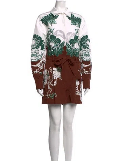 Pre-owned Valentino Floral Print Jumpsuit In Brown