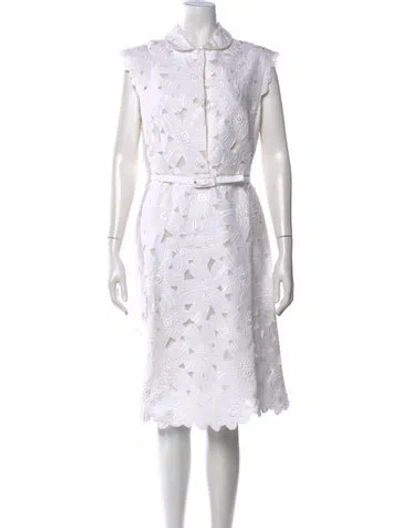 Pre-owned Valentino Floral Print Knee-length Dress In White