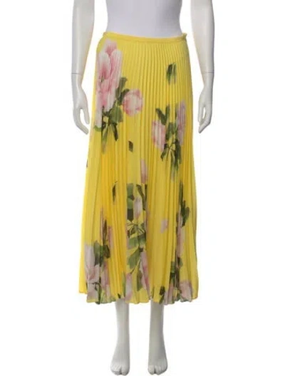 Pre-owned Valentino Floral Print Long Skirt In Yellow