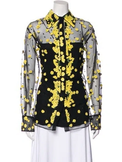 Pre-owned Valentino Floral Print Long Sleeve Blouse In Multi