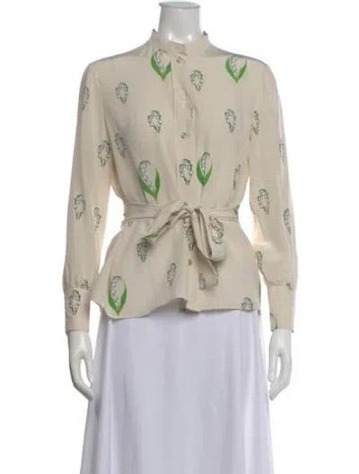 Pre-owned Valentino Floral Print Long Sleeve Blouse In Neutral