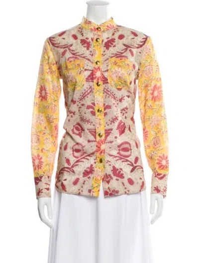 Pre-owned Valentino Floral Print Long Sleeve Blouse W/ Tags In Multi