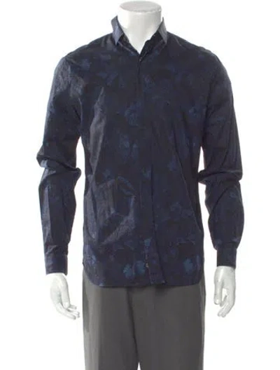 Pre-owned Valentino Floral Print Long Sleeve Shirt In Blue