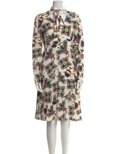 Pre-owned Valentino Floral Print Midi Length Dress In Neutral