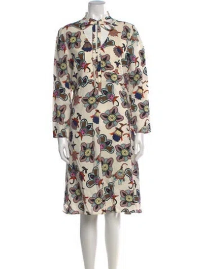 Pre-owned Valentino Floral Print Midi Length Dress In Neutral