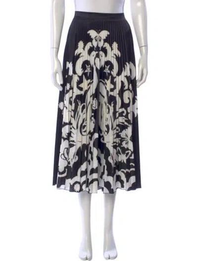 Pre-owned Valentino Floral Print Midi Length Skirt In Black