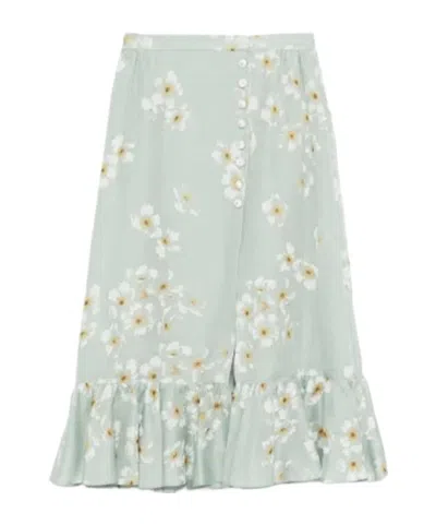 Valentino Floral-print Midi Skirt In Green