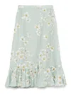 Valentino Floral-print Midi Skirt In Green