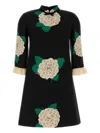 Valentino Apres Lhiver Macro Ortensia Mini Dress With Bow In Black