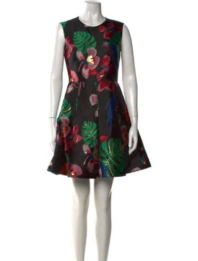 Pre-owned Valentino Floral Print Mini Dress In Black