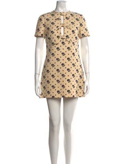 Pre-owned Valentino Floral Print Mini Dress In Neutrals
