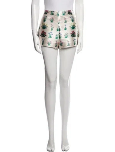 Pre-owned Valentino Floral Print Mini Shorts In Neutral