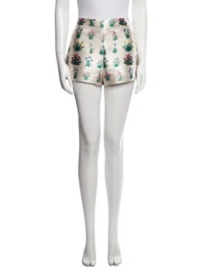 Pre-owned Valentino Floral Print Mini Shorts In Neutrals