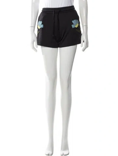 Pre-owned Valentino Floral Print Mini Shorts W/ Tags In Black
