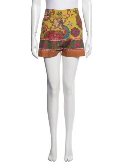 Pre-owned Valentino Floral Print Mini Shorts W/ Tags In Green
