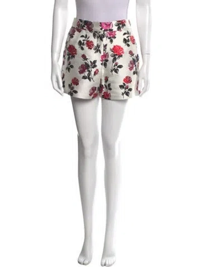 Pre-owned Valentino Floral Print Mini Shorts In White
