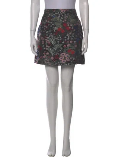 Pre-owned Valentino Floral Print Mini Skirt In Black