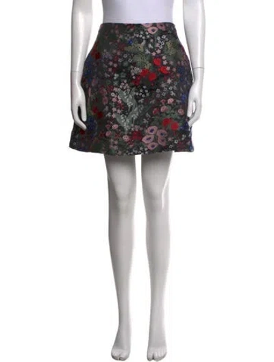 Pre-owned Valentino Floral Print Mini Skirt In Black