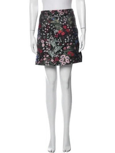 Pre-owned Valentino Floral Print Mini Skirt In Black