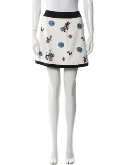 Pre-owned Valentino Floral Print Mini Skirt In Blue