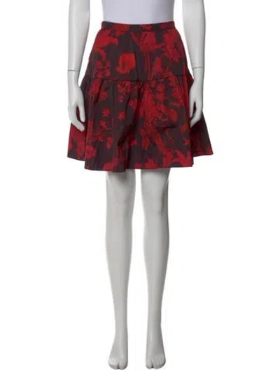Pre-owned Valentino Floral Print Mini Skirt In Red