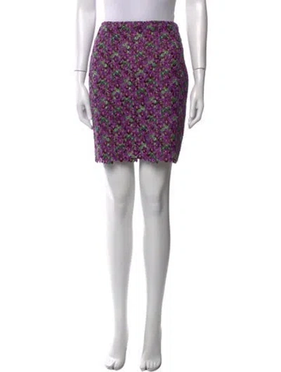 Pre-owned Valentino Floral Print Mini Skirt W/ Tags In Brown