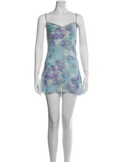 Pre-owned Valentino Floral Print Nightgown In Blue