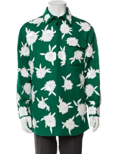 Pre-owned Valentino Floral Print Parka In Green