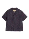 Valentino Cherryfic Print Bowling Shirt In Blue